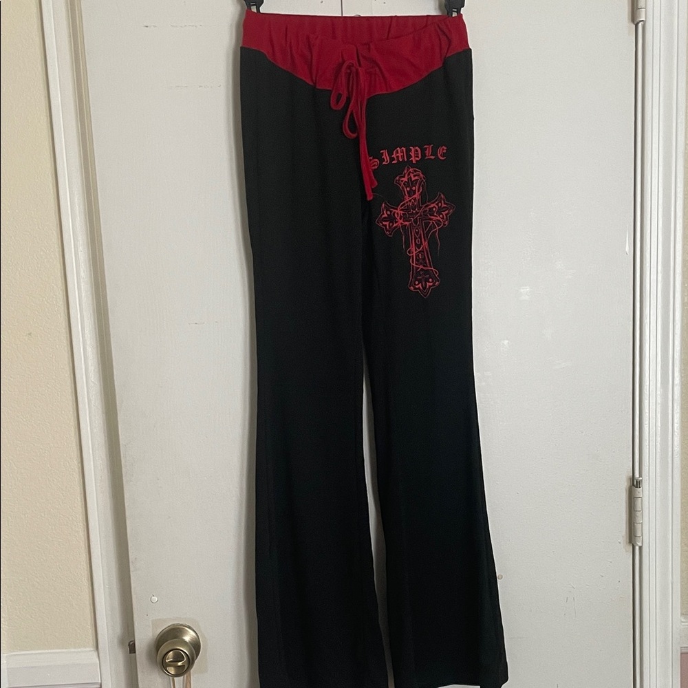 Red and Black Graphic Pants